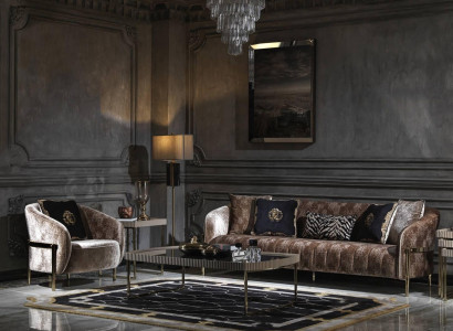 Couch set three-seater armchair beige fabric sofa upholstered sofa coffee table